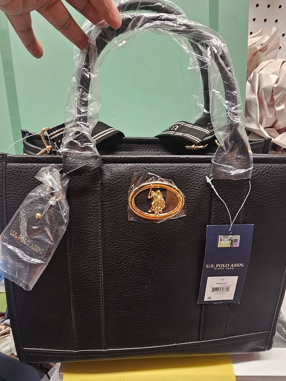 U.S. Polo Assn. Black Structured Satchel Bag